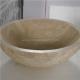 Beige Travertine Bowl With Rough Exterior For Bathroom Vessel Sink