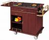 elegant wood double gas burner flambe trolley,food service cart Kunda B-026A01