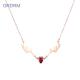 New Style Ruby Crystal Rose Gold Antler Necklace