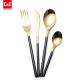 Black Handle and Gold Stainless Steel Flatware Set