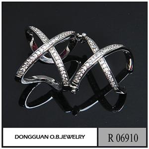 R6910 Fashion Movable Cheap Rhodium Plated Double Ring