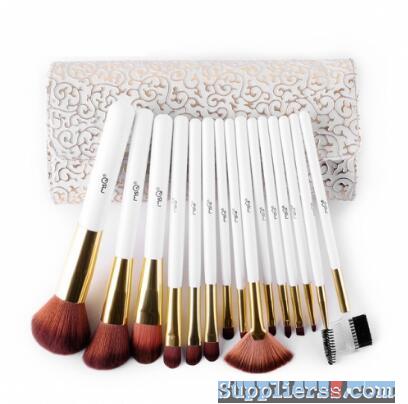 15 Piece Synthetic Hair Makeup Brush Set with Cosmetics Bag