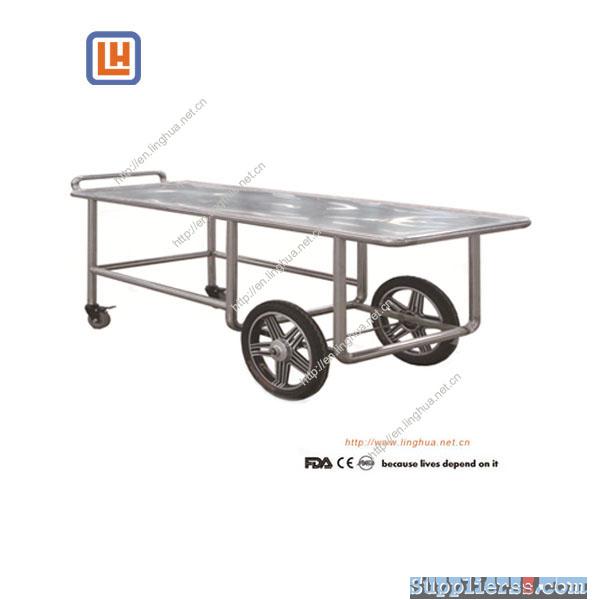 Funeral equipment Stainess Steel Corpse Cart with big tyer,Corpse Cart,Mortuary Trolley ,B