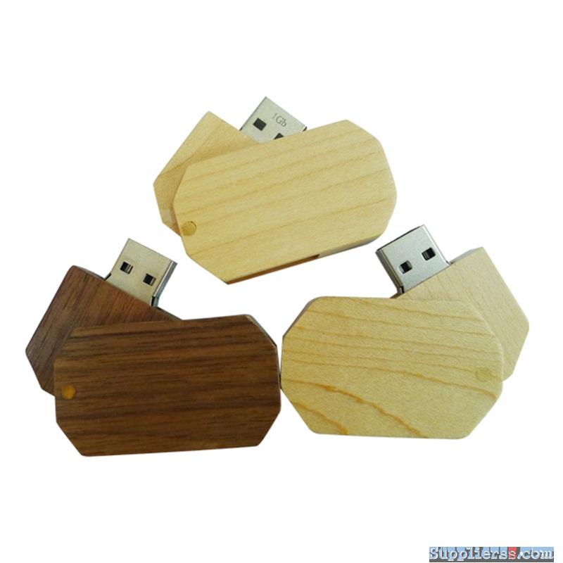New Fashion LOGO Customized Swivel Wooden Usb Memory Stick