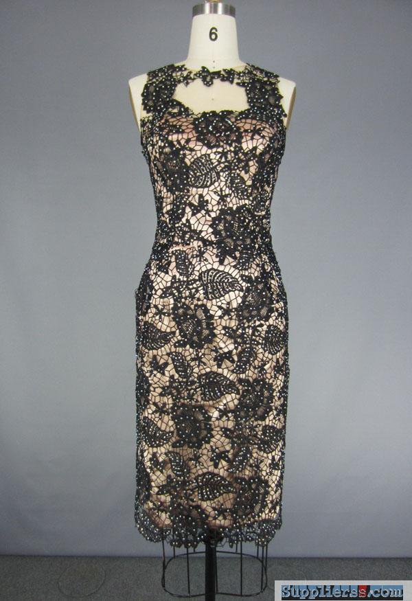 Woman's Lace Open Back Cocktail Party Dress
