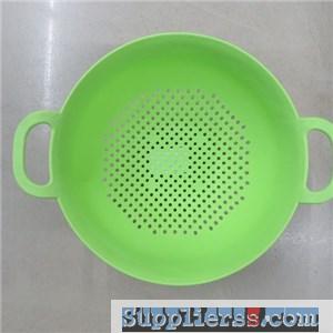 Green Plastic Basket For Food Vegetable Washing Injection Molding