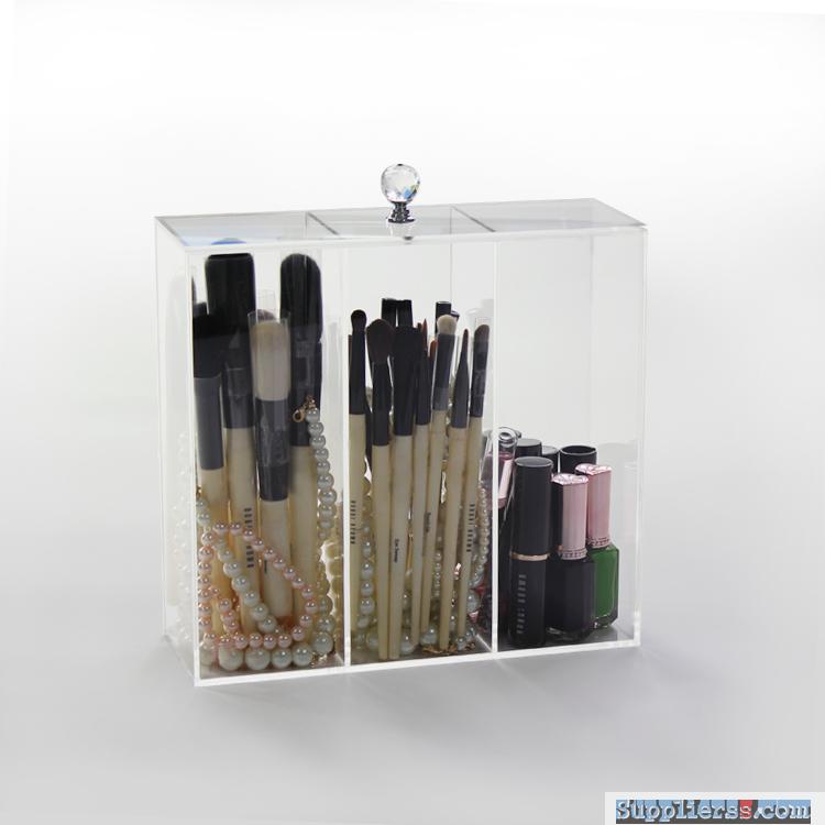 Acrylic Makeup Brush Case Holder with Lid