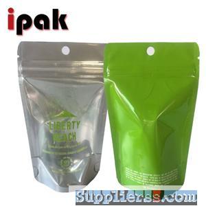 Front Clear Back Foil Stand Up Marijuana Bag With Zipper