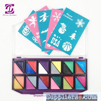 Private label face painting kit with stencil glitter