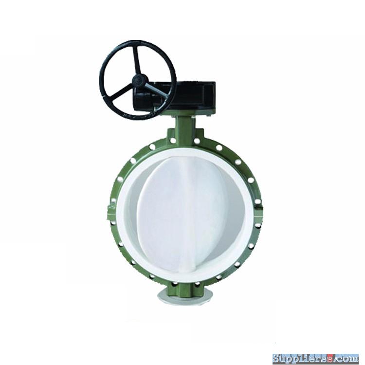 worm gear full lined PTFE concentric flange butterfly valve