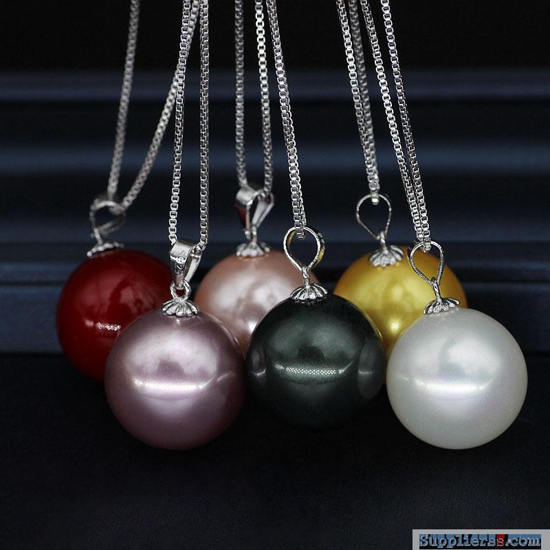 16MM Colorful Shell Pearl Pendant Necklace