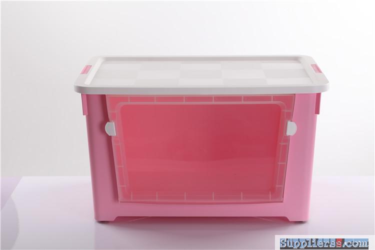 Plastic 70L Storage Box With Window and Wheel