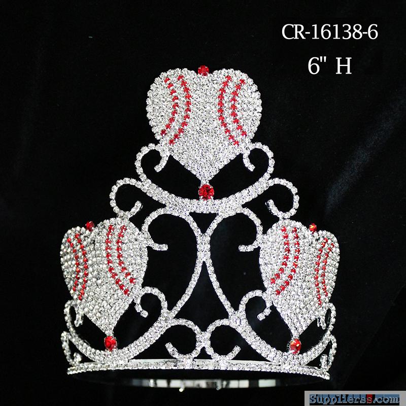 Three Heart Rhinestone Crystal Crown Valentine's Gift