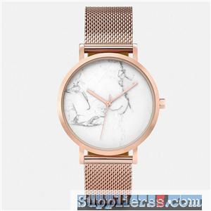 British Style Marble Dial Stainless Steel Watch