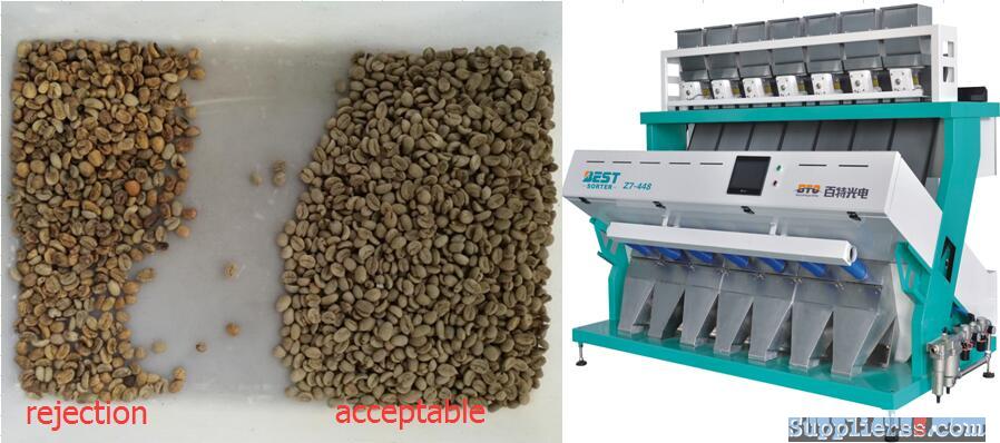 Double chute color sorting machine for coffee bean / cherry