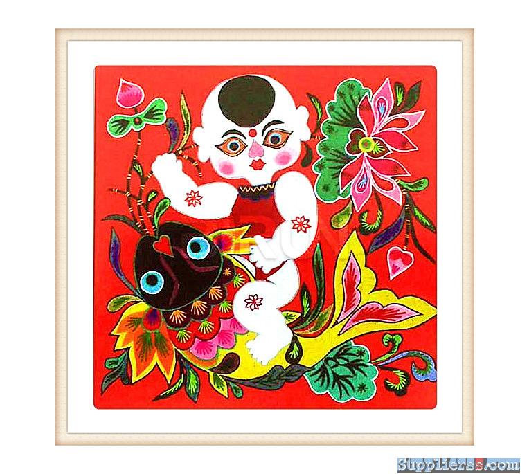 Children And Lotus Cloth Stacking Painting
