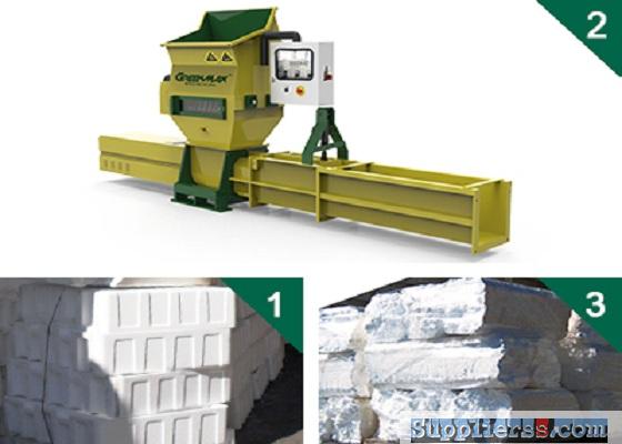 New GREENMAX A-C200 Styrofoam compactor with cold compressing technology
