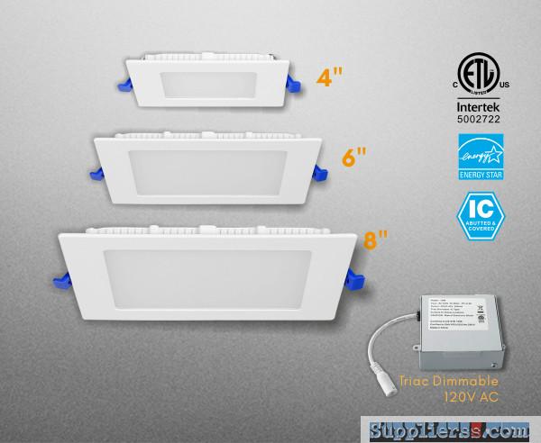 Standard LED Flat Square Downlight with Junction Box 75lm/W, Ra>82, Dimmable, 5 years Warr