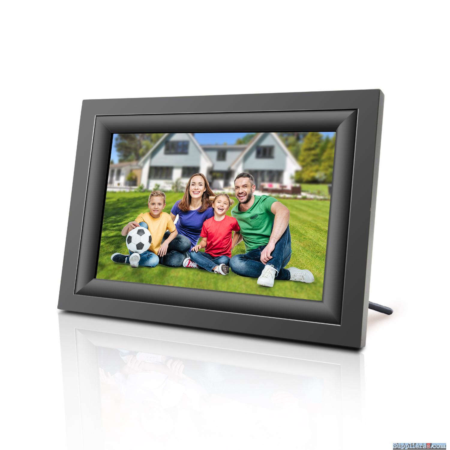 HDGenius 10 inch wifi digital picture frame in black wood frame