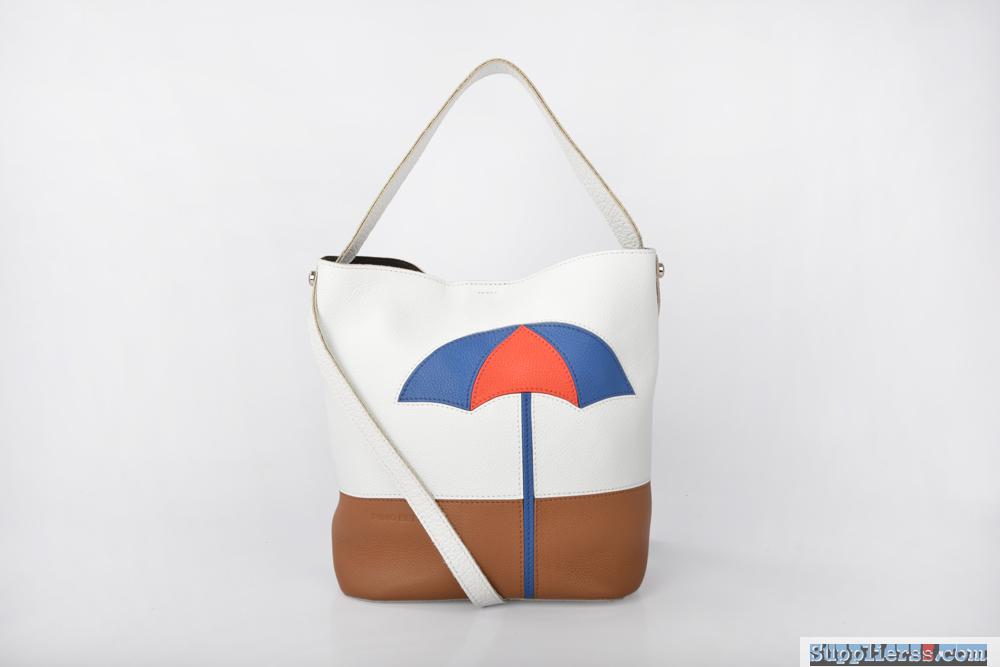 Fancy Stylish High-capacity Cowhide Bucket Bag For Girls