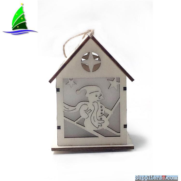 Wooden LED Lighted House Hanging Ornaments