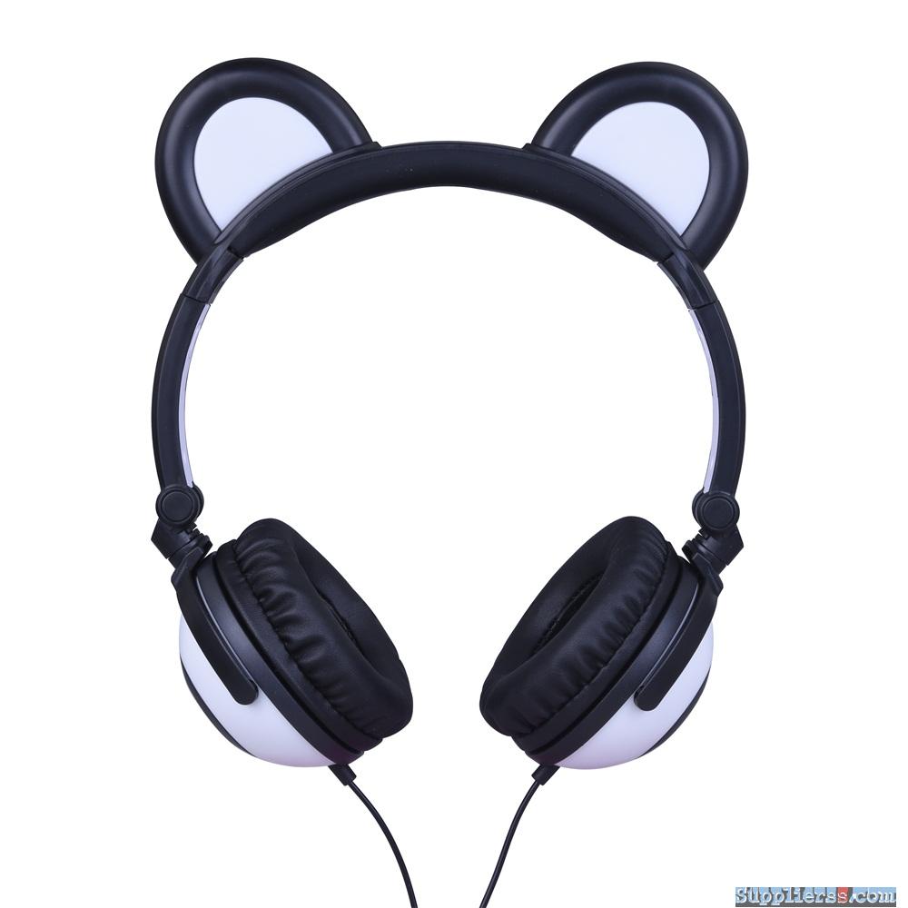 OEM Colorful Glowing LED Panda Ear Headphones