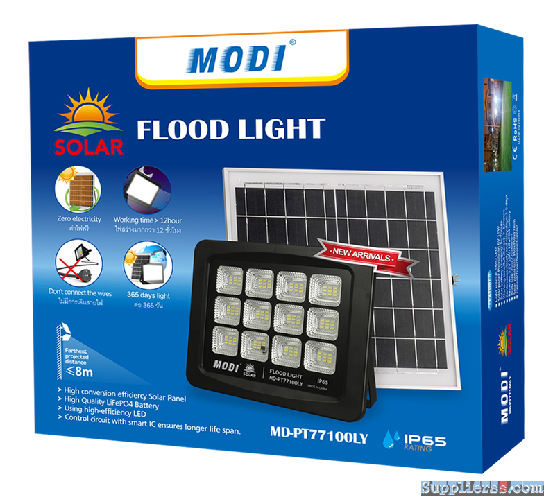 100W solar flood light with remote
