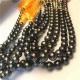 New Design 8-9mm AAAA Natural Round Pearl Necklace Tahiti Black Seawater Pearl With 14K Go