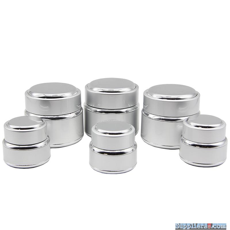 Silver aluminum cosmetic packaging jar