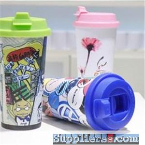 Sublimation Printing Eco-Tumbler With Color Silicone Lid Polymer Water Cup