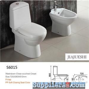 Africa and South America Standard P Trap 2PC Wash Down Toilet 180mm Roungh in