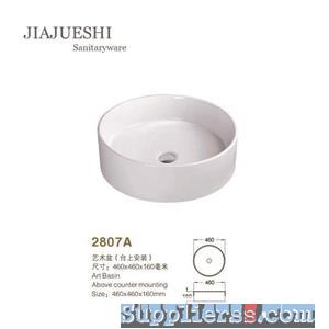 Top Sale Ivory White Ceramic Round Above Counter Top Art Wash Basin Bathroom Sink