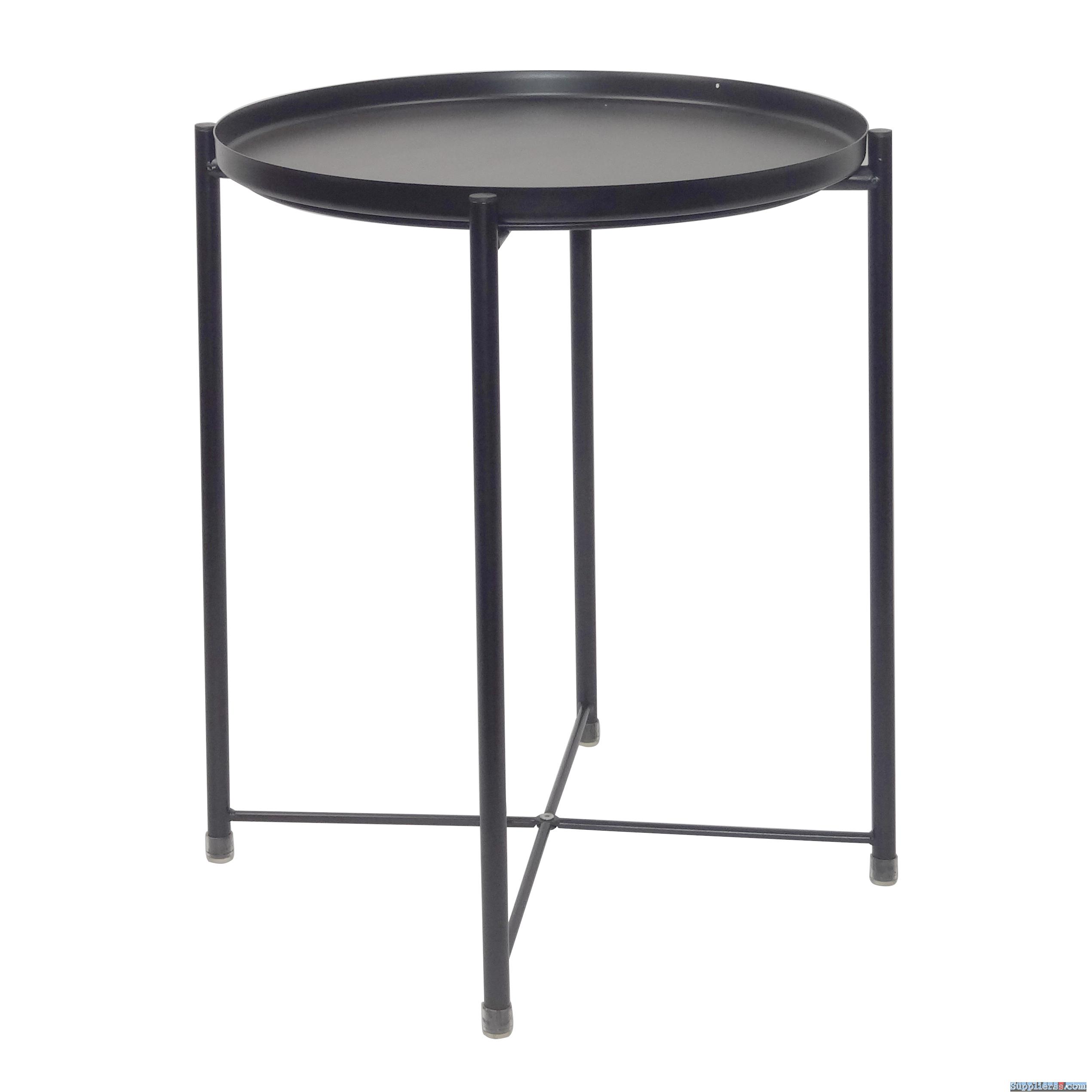 Reversible Metal Tray End Table for Living Room Waiting Room Bedroom Balcony