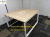 Two person face to face office desk workstation with cabinet