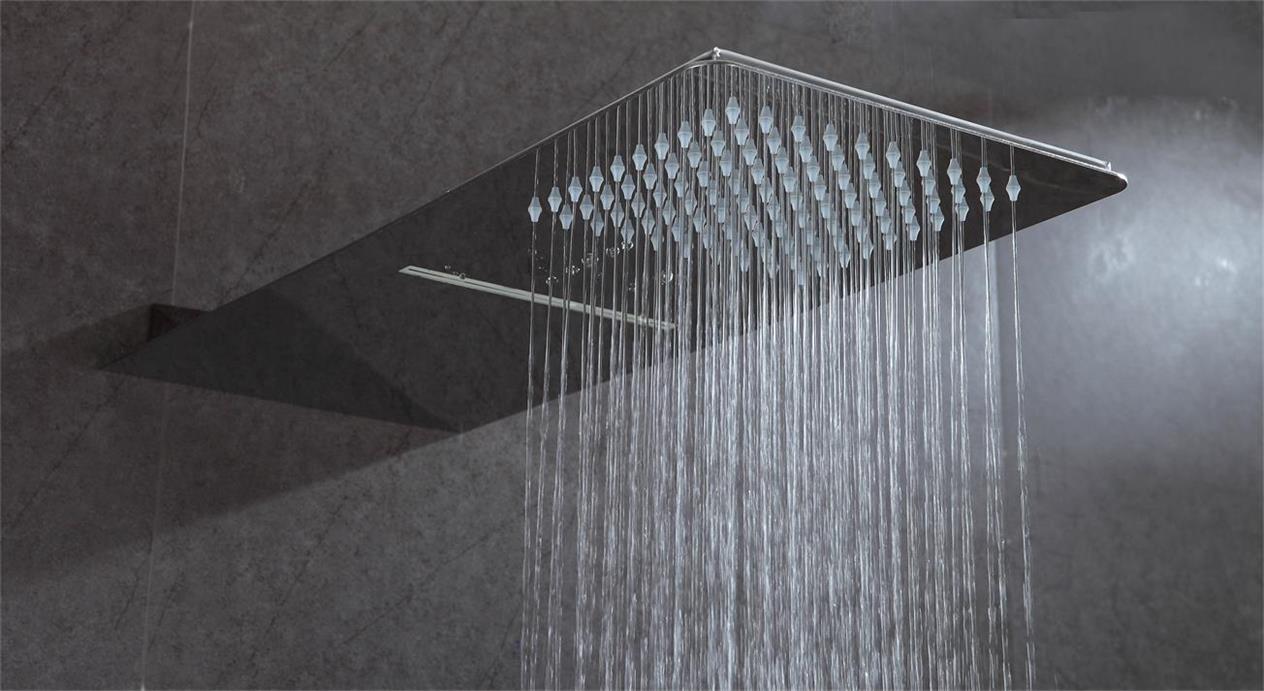 LED rain shower stainless steel shower head bathroom