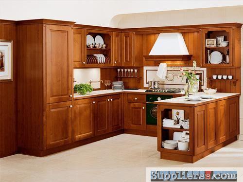 Solid Wood Stained Kitchen Cabinets1