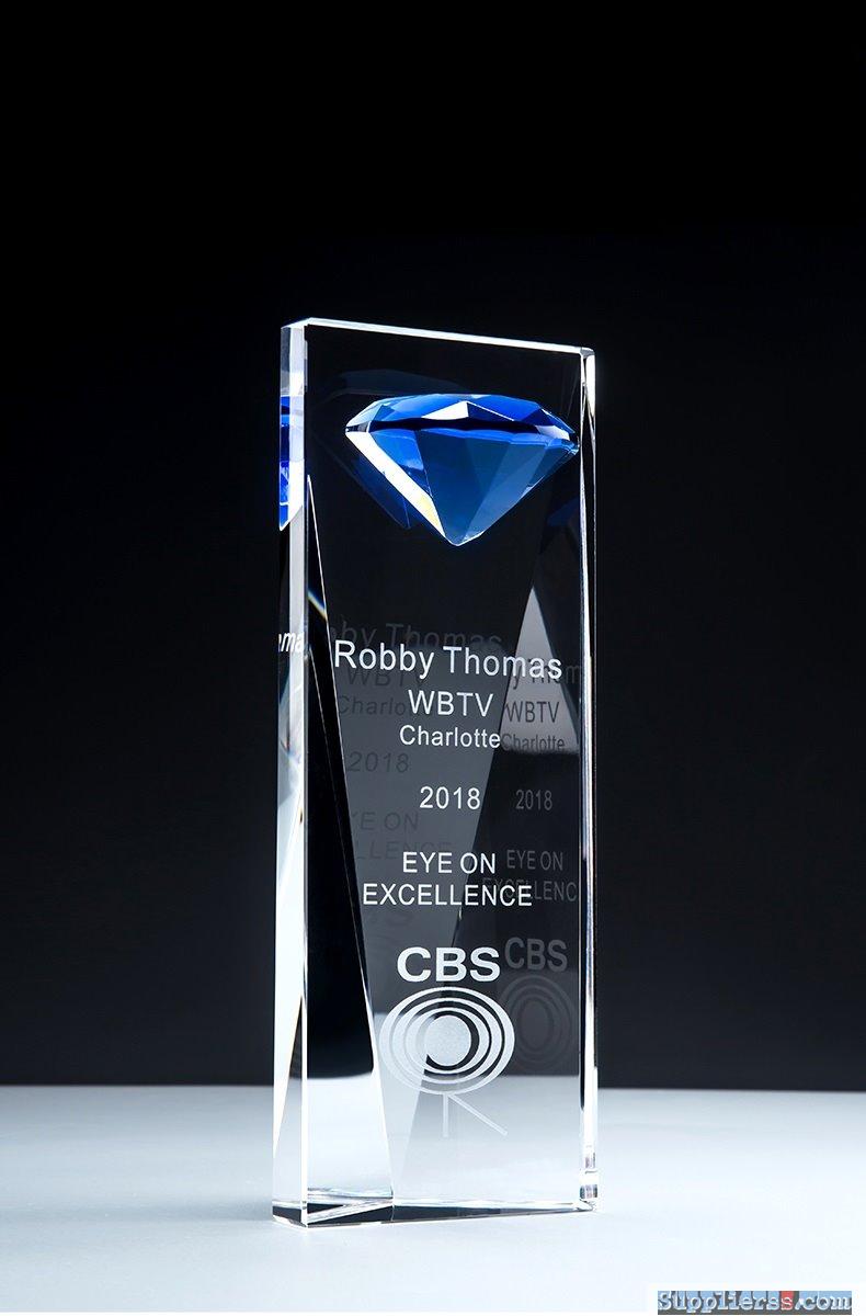 Blue Diamond Rising Optical Crystal Trophy73
