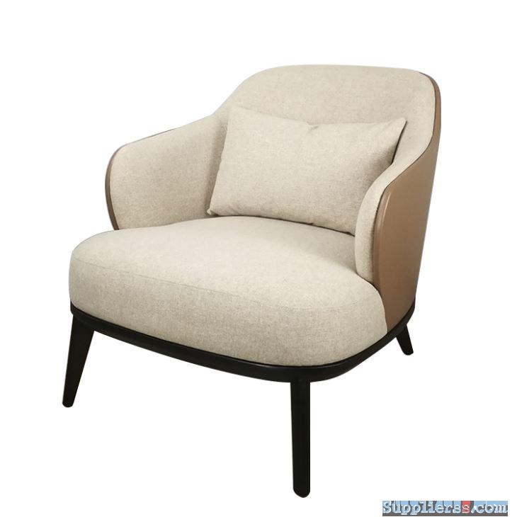 Solid Wood Armchair Upholstery With Microfiber Leather2