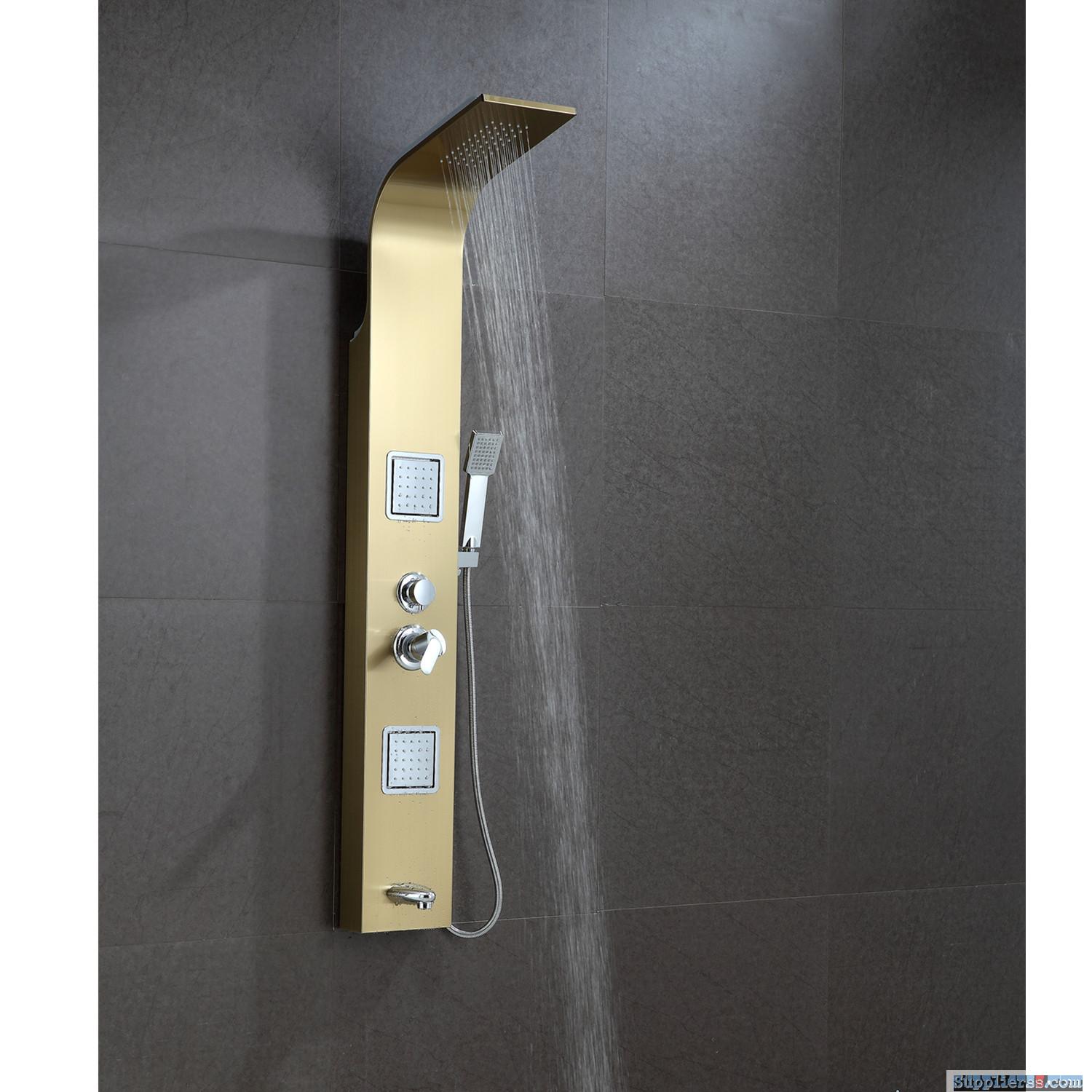 shower panel shower tower golden chrome multi function rainfall and side jet